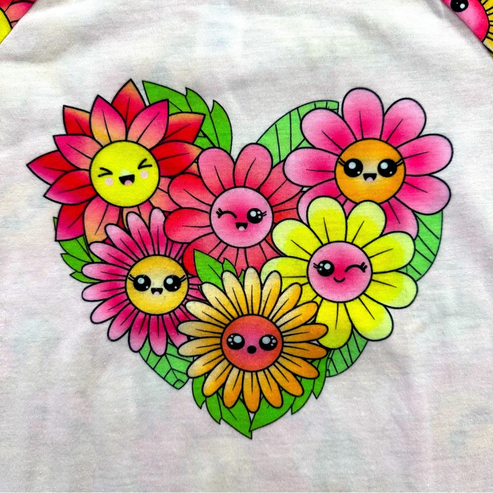 The Children’s PJ Place Girls Summer Pajamas Set Girls Medium 7-8 Shorts Flowers - Picture 3 of 7